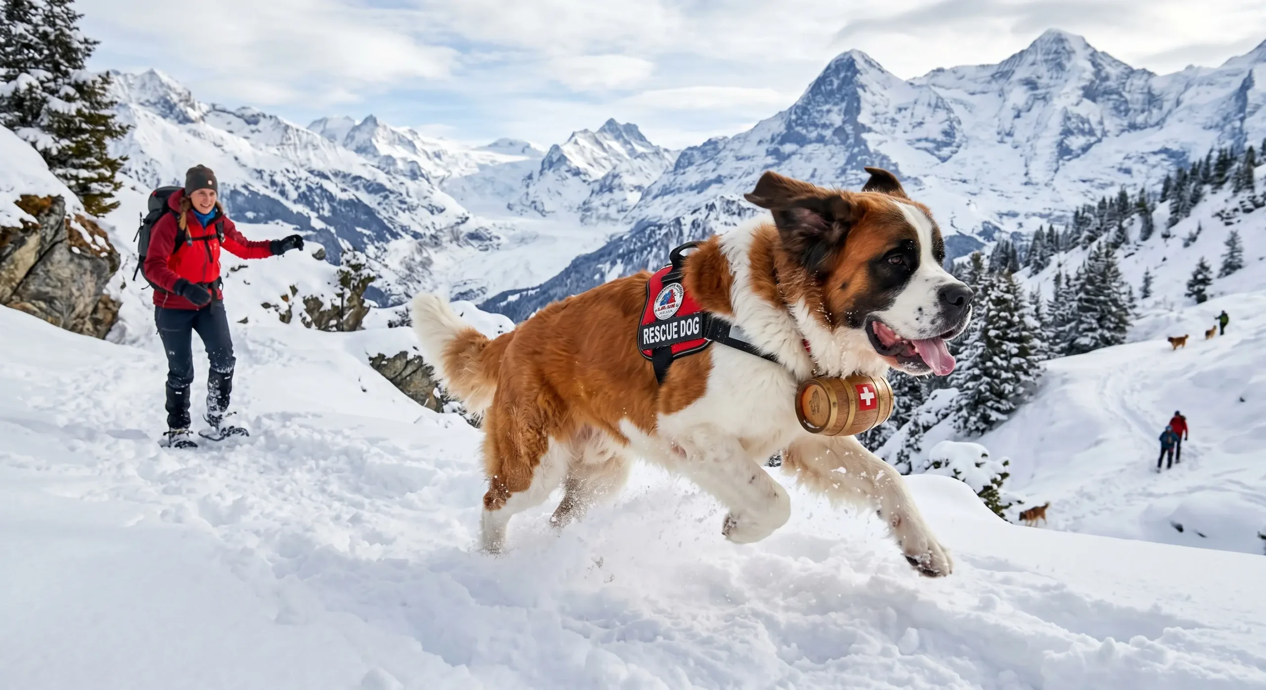 Active Saint Bernard dog enjoying an outdoor activity landscape