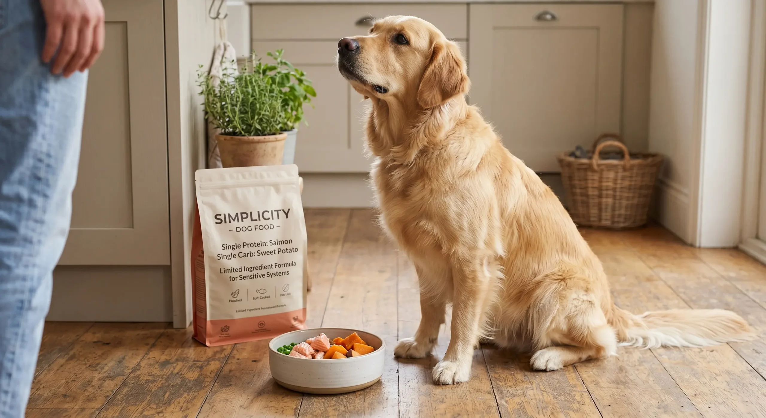 High-quality nutritious dog food bowl filled with clean balanced ingredients